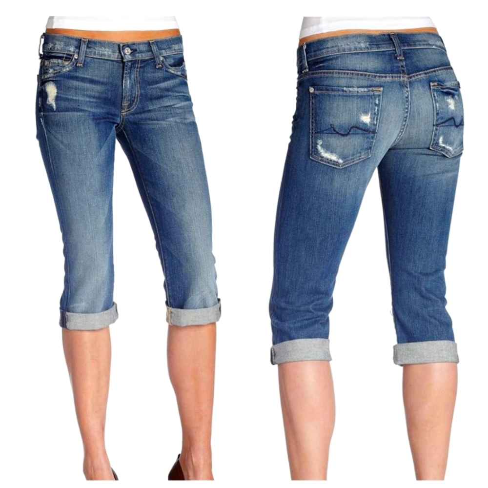 7 For All Mankind Crop Josefina Skinny Boyfriend‎ Jean Womens Size 26